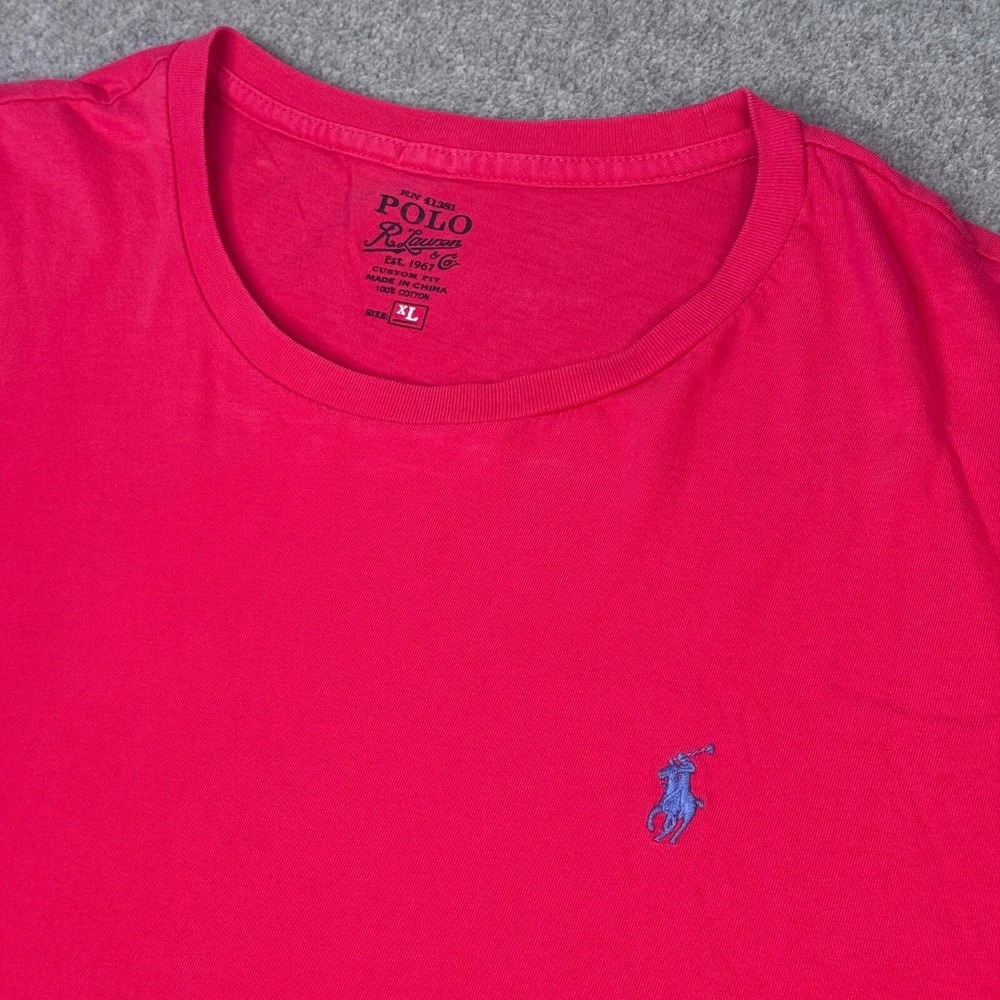 Polo Ralph Lauren Custom Fit Tshirt Men's Size XL‎ Red Blue Pony Preppy
